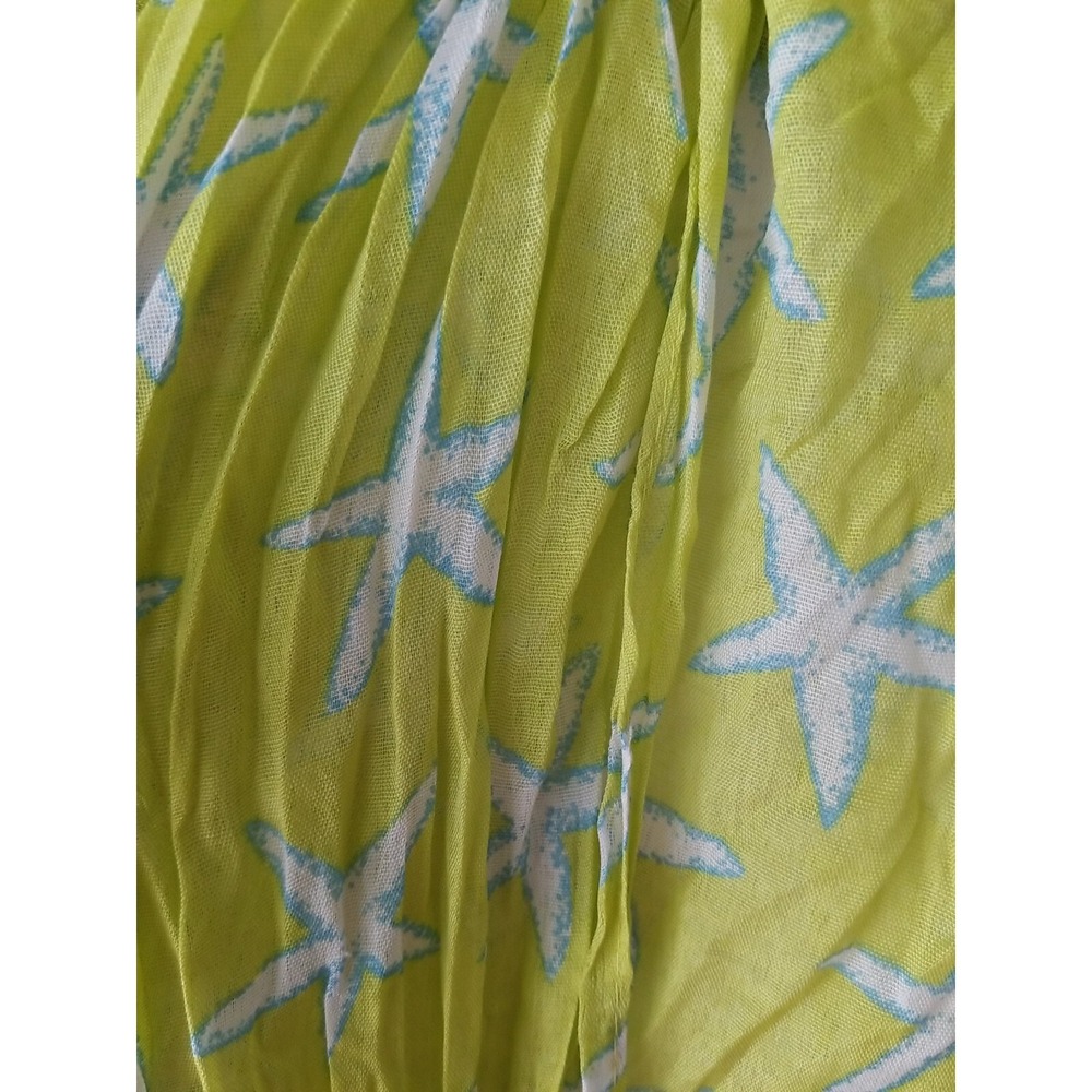 Joy Susan Womens STARFISH Yellow Scarf Wrap Multicolor Made USA 70 x 19 in FUN!